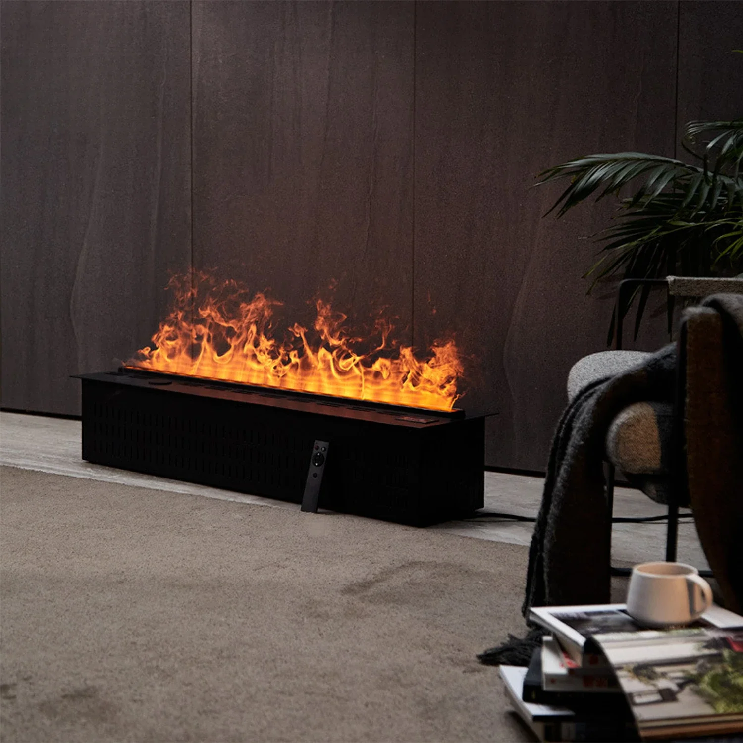 European Style Multi Color LED Simulation Carbon Flame Voice Activated Embedded 3D Fogging Electric Fireplace 2