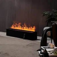 European Style Multi Color LED Simulation Carbon Flame Voice Activated Embedded 3D Fogging Electric Fireplace 2