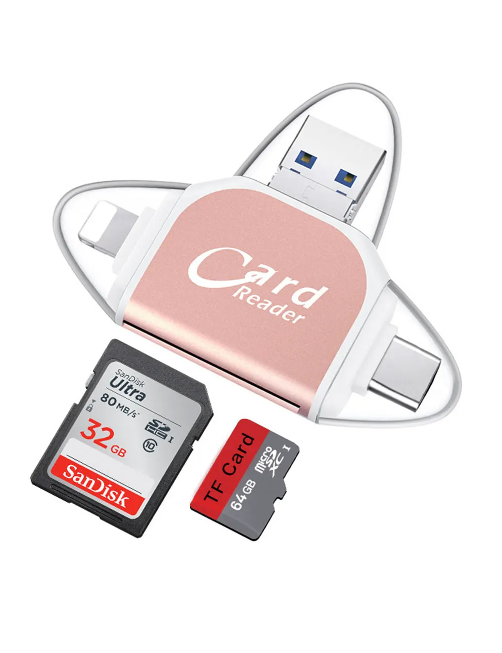 Real-EL SD Card Reader for iPhone 4 in 1 SD Card Adapter Micro SD Card  Reader for iPad Trail Camera Viewer Portable Memory Card Reader Plug and  Play