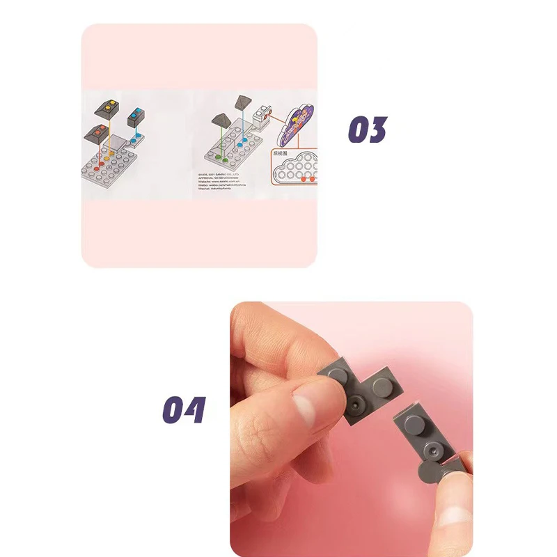 정통 산리오 고양이 머리 조립 블록 헬로키티 인형 수제 장식품 어린이 장난감 생일 선물