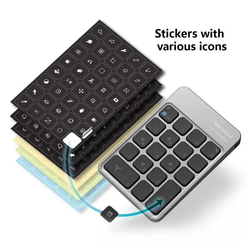 Teclado de Membrana Personalizado Mini Ultra Fino 70g Multifuncional Escritório Desenho Chave Personalizada Filme Yesword-x20 - Imagem 2