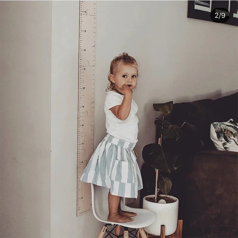 Nordic Wooden Kids Height Growth Chart Ruler children height measuring chart Baby Children Height Gauge Room Decoration Wall Meter Measurement Stickers 60-210CM