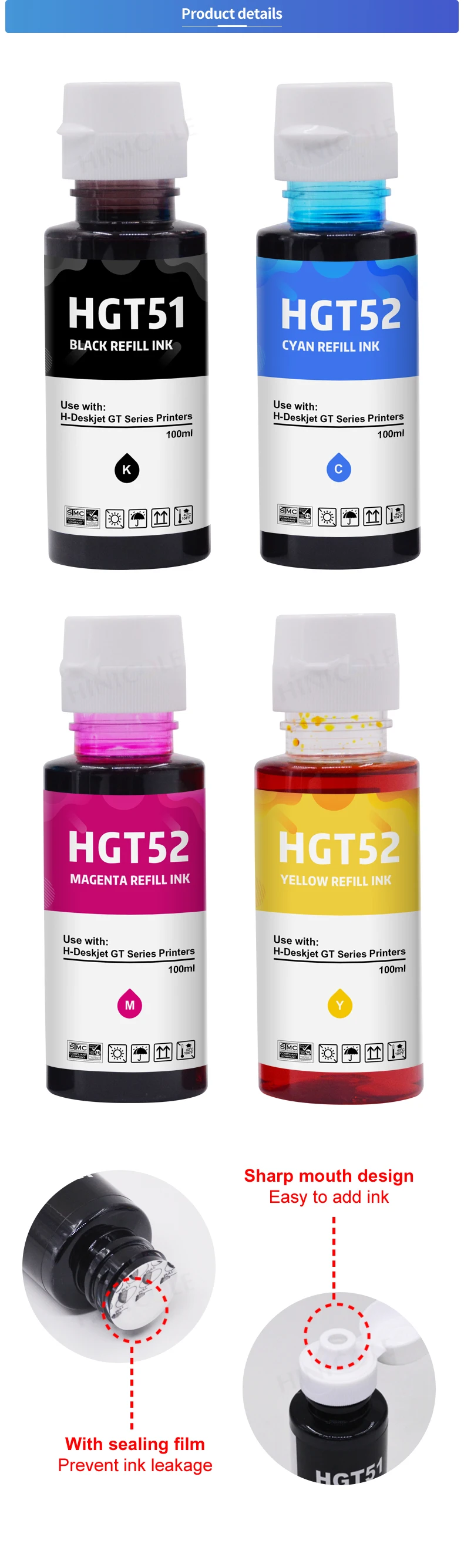 HINICOLE 100ML Bottle GT51 GT52 Tanque de