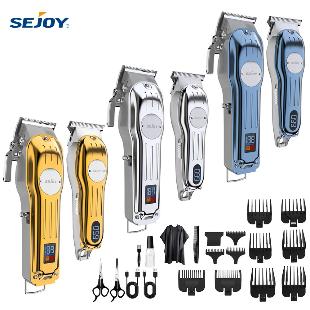 Kits profesionales Sejoy Combo, cortadora de pelo eléctrica, recortadora de pelo para hombres, máquina de corte de pelo inalámbrica recargable para barberos