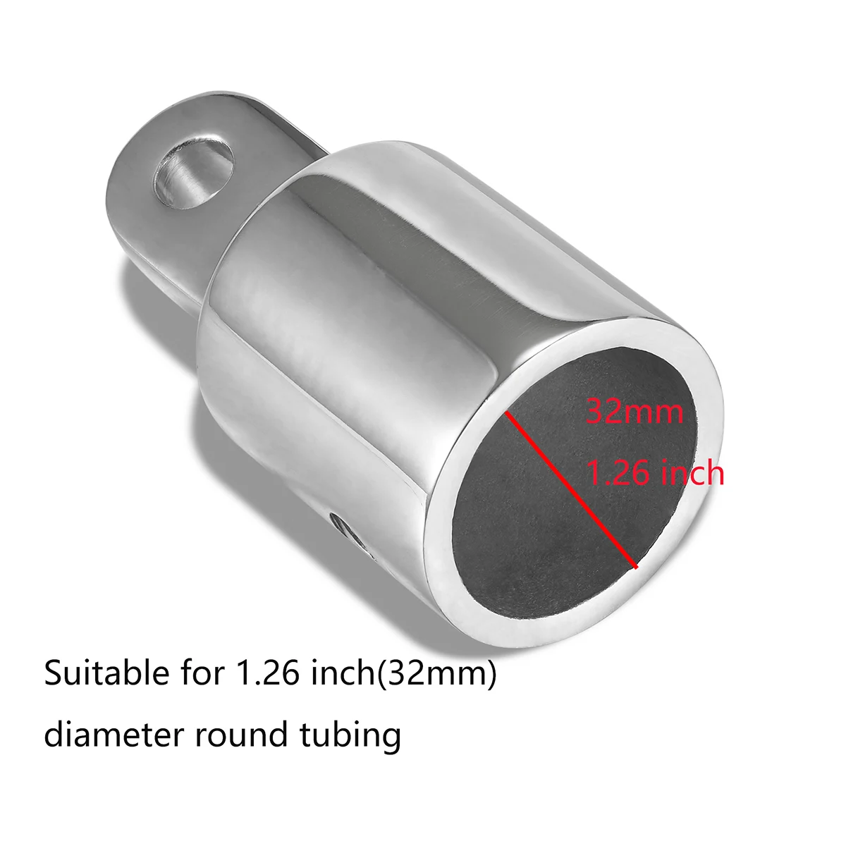 Boat Bimini Top Eye End Cap Fits 1.26 Inch (32 mm) with Bimini Top Deck Hinge, Marine Hardware Fitting