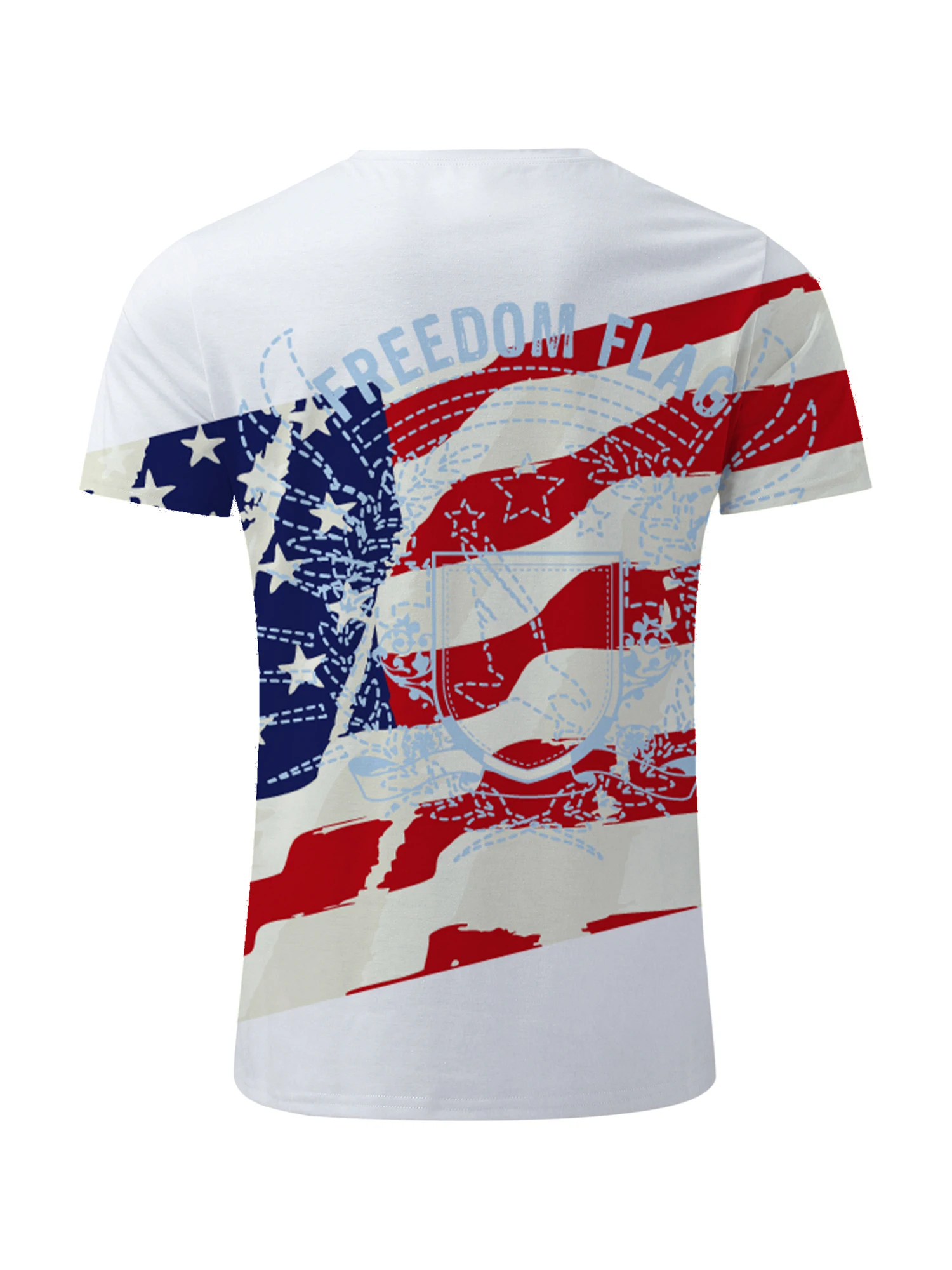 

Men s Casual Crew Neck T-Shirts American Flag Print Short Sleeve Patriotic Tees Loose Fit Independence Day Blouse
