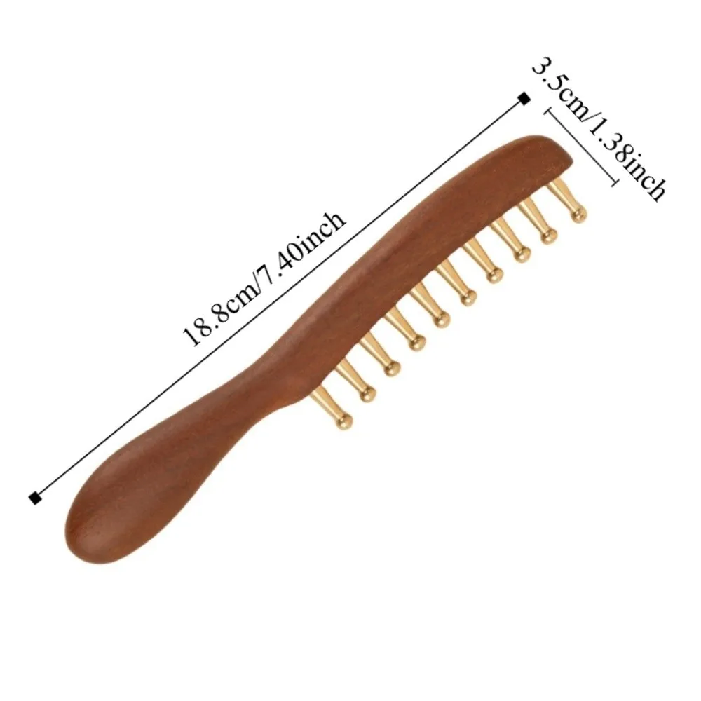 Reduce Puffiness Sandalwood Massager Comb Natural Material Skin Scraping Brass Meridian Comb Traditional Long Hair