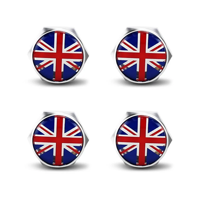 A Stylish Addition to Your Car: 4Pcs For BMW Mini Cooper JCW One S Countryman Car License Plate Frame Fixed Bolt Screw Nut Caps Union Jack Emblem Accessories