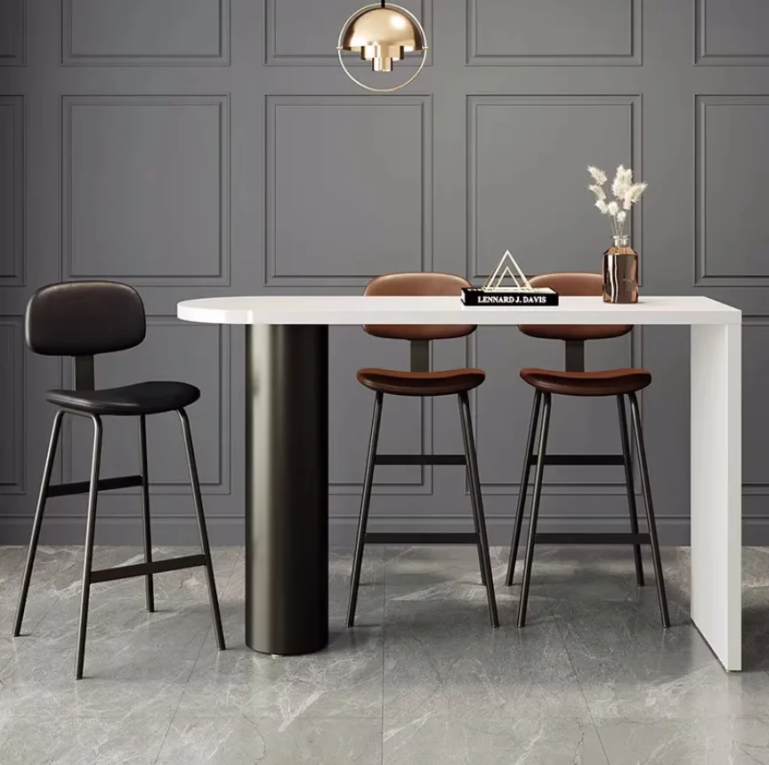

160Nordic light luxury bar chair Simple soft bag back high stool studio home wrought iron high chair bar chair