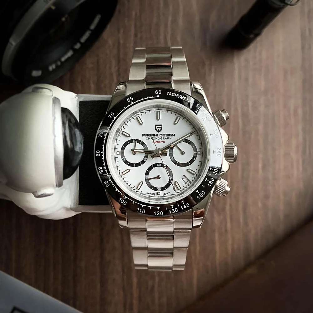 Pagani Design Orologio Uomo 1701 - Acciaio Inox, Movimento VK63, 100m Resistenza Acqua, Cronografo - Foto 4