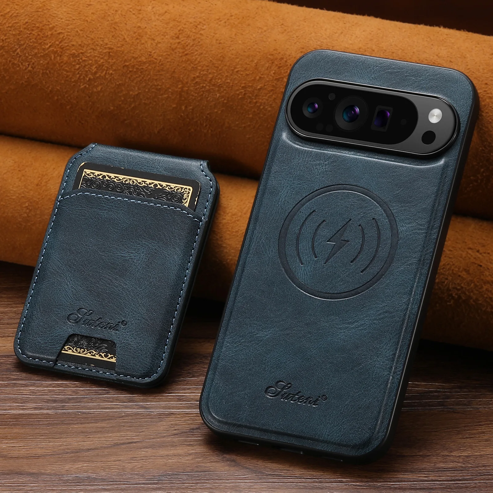 Magnetic Detachable Leather Wallet Case with Shockproof Kickstand and Card Holder