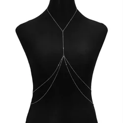 Elegant Gold Double - Layer Chest and Waist Chain Jewelry (Silver)