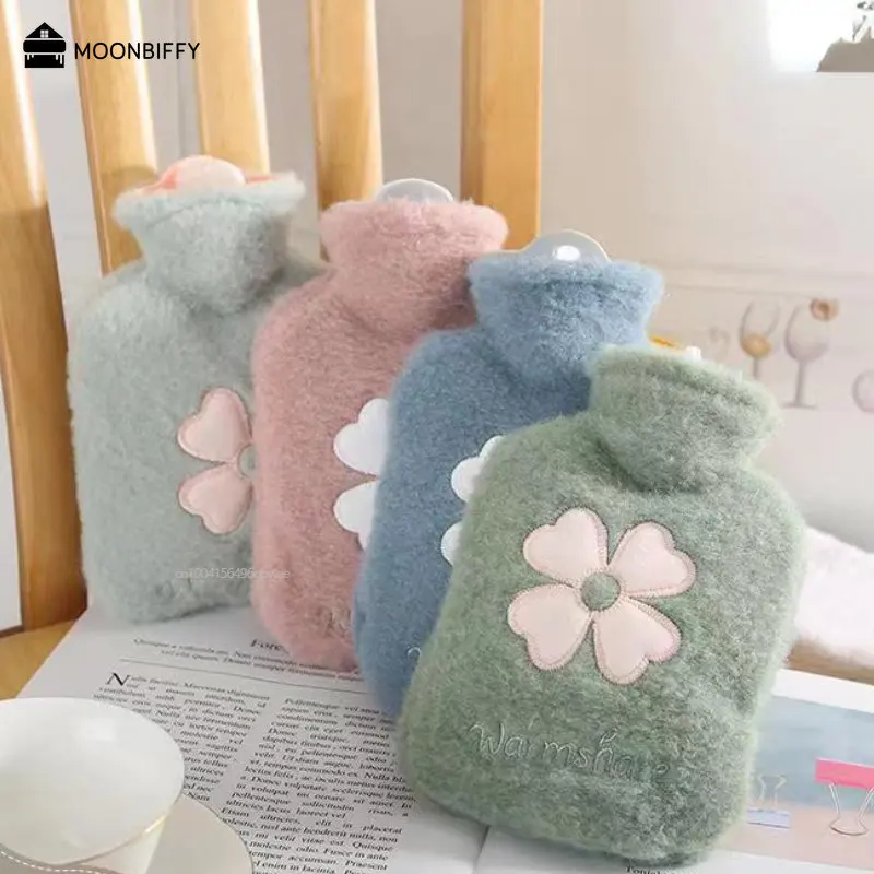 500/1000ML Cute Water Bottle Warm Belly Hands borsa per l'acqua calda scaldamani Flower borsa per bottiglia di acqua calda scaldabagno Bouillotte Hot