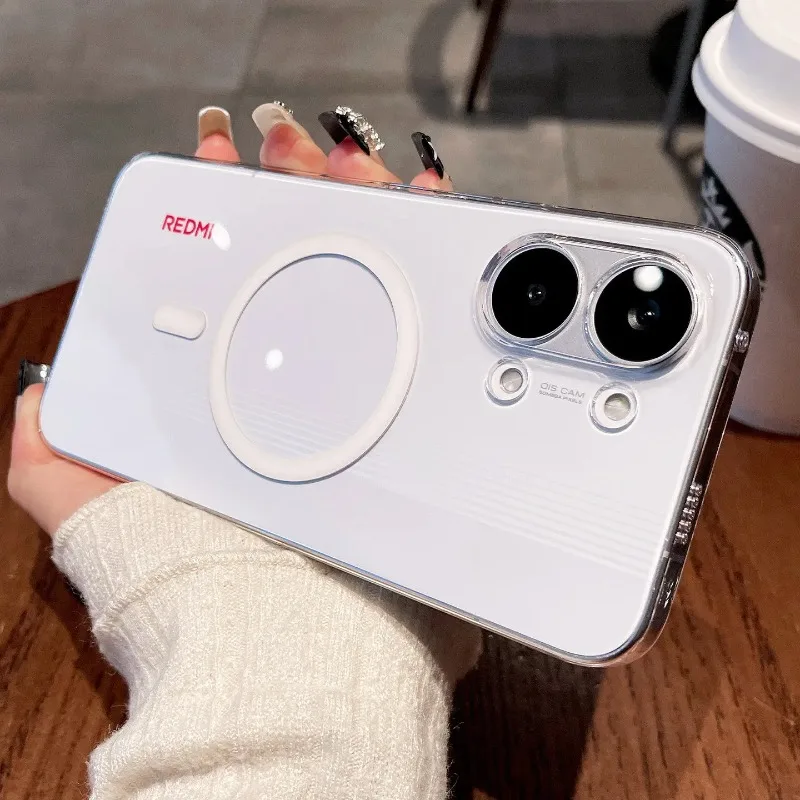 Magnetic Luxury Transparent PC Hard Shell Wireless Charging Shockproof Back Cover