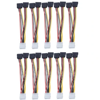 10Pcs Laptop Adapter 4Pin IDE Molex To 2 Serial ATA SATA Y Splitter Hard Drive Power Supply Cable Computer Cable 1