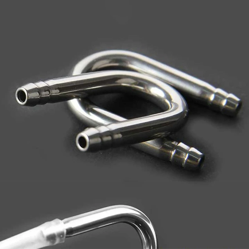 Aquarium CO2 Diffuser Air Pump Stainless Steel U-shaped Tube Curved Connector