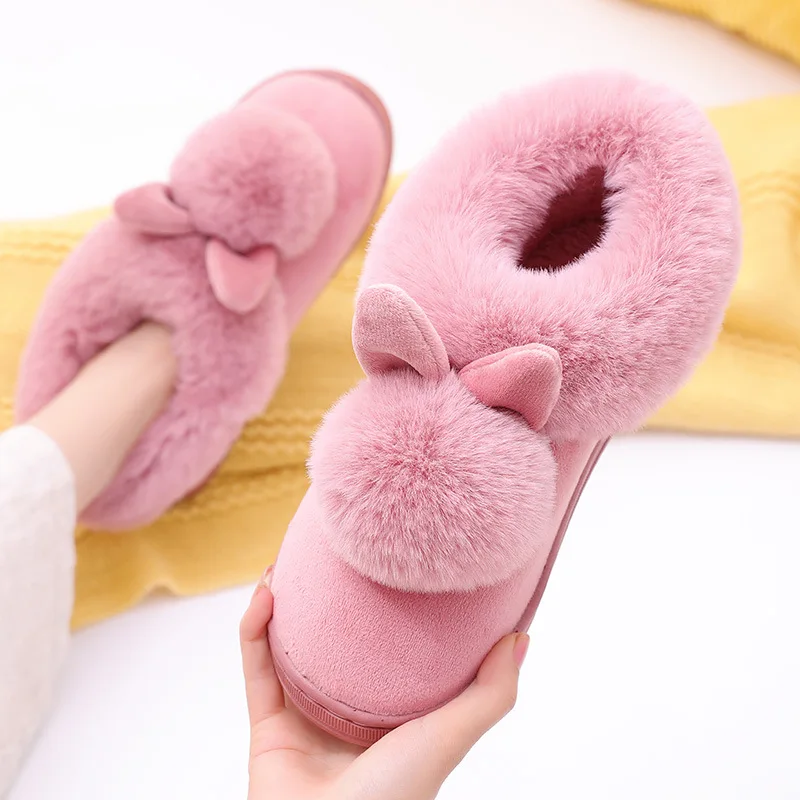 Litfun Women's House Fuzzy Slippers Couple Indoor Anti-skid Plush Lined Bedroom Slides Winter Comfy Warm Fur Fluffy Cotton Shoes — view 5