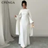 Ramadan Middle Eastern Muslim Women Modest Abaya Dress with Removable Shawl Elegant Dubai Plain Gown Islamic Holiday Outfit