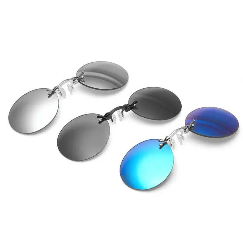 Clip On Nose Glasses Round Rimless Matrix Morpheus Sun Travel Shades Goggles Mini Frameless Vintage Men UV400_voghion.com