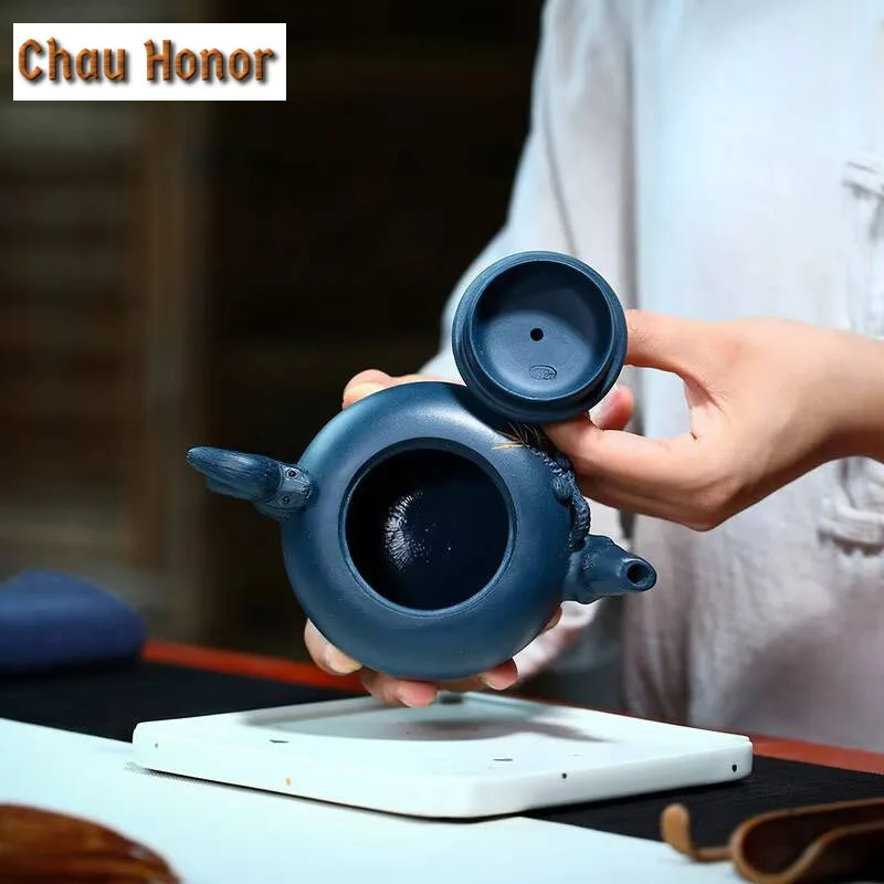250ml Chinese Yixing Tea Pots Purple Clay Teapot Beauty Kettle Raw Ore Azure Mud Handmade Teaware Tie Guanyin Tea Ceremony