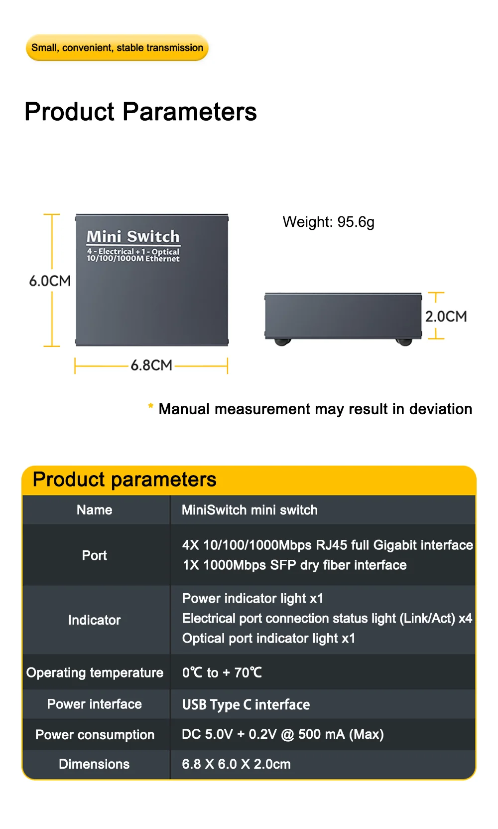 Link Pi MiniSwitch Mini 5-port Gigabit Switch Optical Port Electrical Port Indus