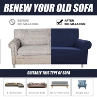 Stretch Jacquard Sofa Covers 1 2 3 4 Seater Couch Cover for Living Room Navy Blue Sofa Slipcover for Pet Kid Furniture Protector 2