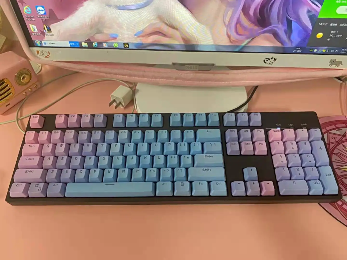 Arco-íris Gradiente Oem Perfil Pbt Keycaps Teclado Mecânico Rgb Gaming Keycap Retroiluminado Interruptor mx Personalizado 104 Chaves - Imagem 3