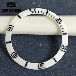 Premium GRAYSS Ceramic Watch Bezel Insert - 38mm Alloy Ring (White2)