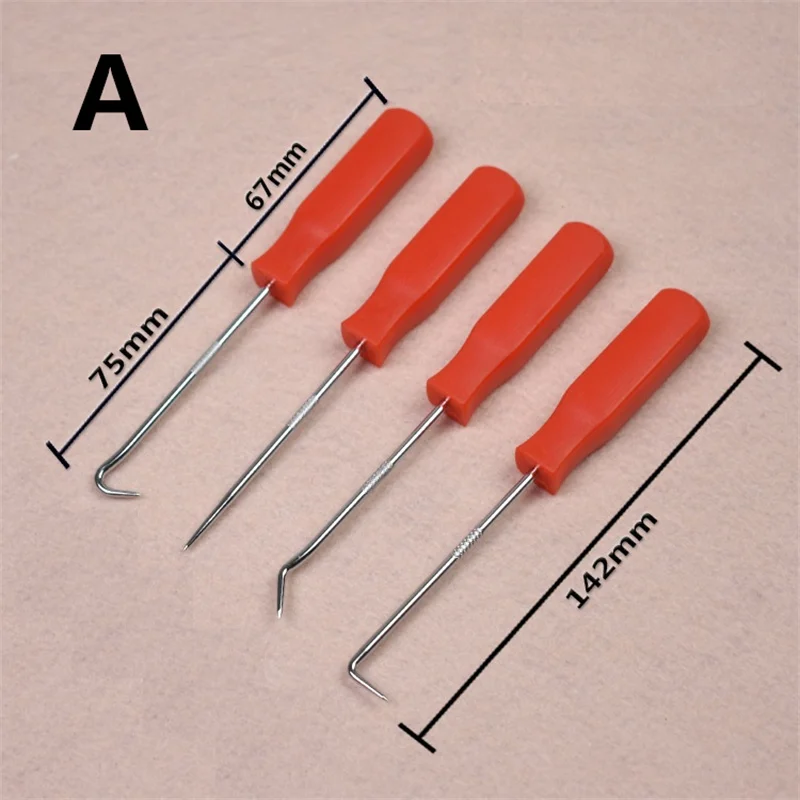 Car Oil Seal Screwdrivers 4Pcs Auto Vehicle O Ring Removal Tool Gasket Puller Long Remover Tool Set Pick and Hook
