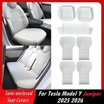 Tesla Model Y Juniper 2025-2026 Semi-Enclosed Seat Covers – Front & Rear Car Seat Cushion Protectors, All-Season Cooling Pad Set