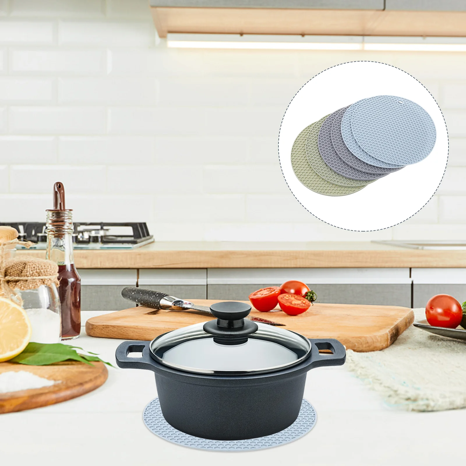 6Pcs Heat resistant Pan Mats Household Tabletop Placemats Round