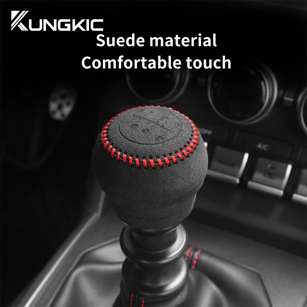 Handbrake Cover For Subaru BRZ Toyota GR86 2021 2022 2023 Gear Shift Cover Hand-stitched Genuine Leather Suede Shifter Knob 1