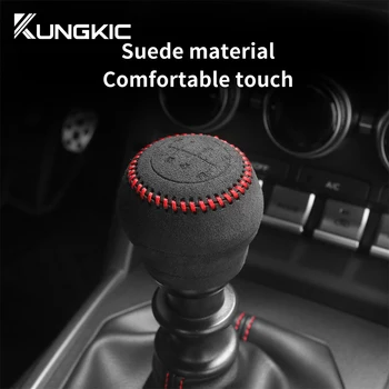 Handbrake Cover For Subaru BRZ Toyota GR86 2021 2022 2023 Gear Shift Cover Hand-stitched Genuine Leather Suede Shifter Knob 1