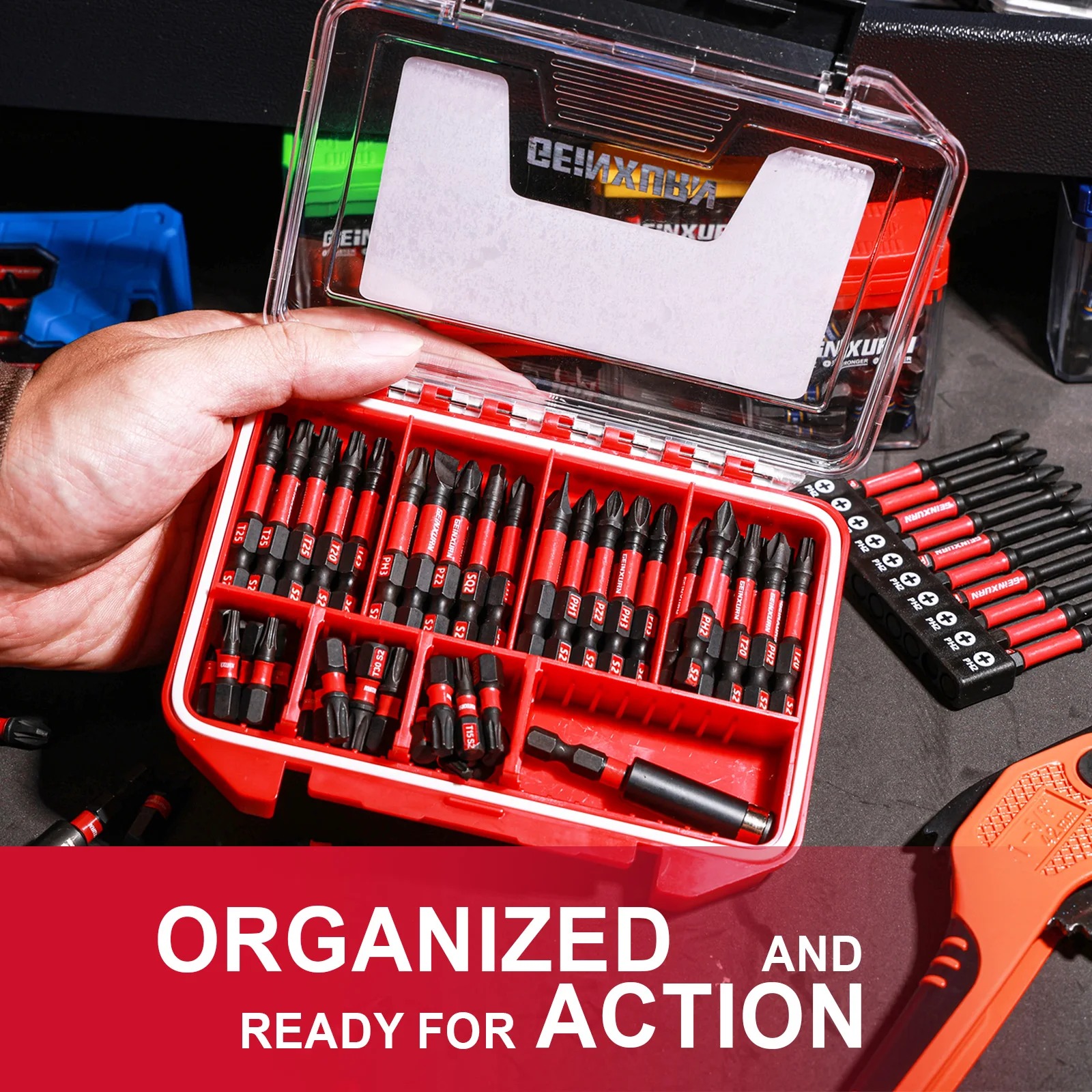 Impact Screwdriver Bits Set Geinxurn Case Storage Magnetic S2 Steel Multi Insert Power Bits Tips With Bit Holder Nut Driver
