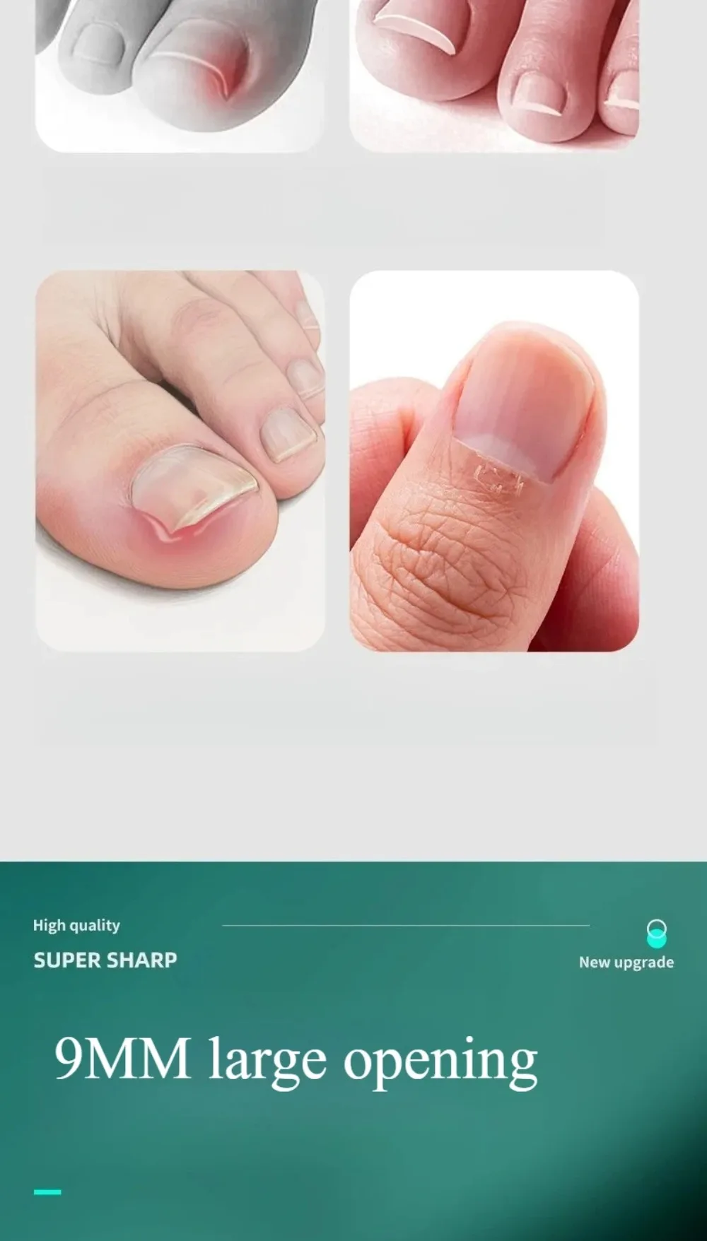 Widok obcinacza z przodu podkreślający zakrzywioną krawędź