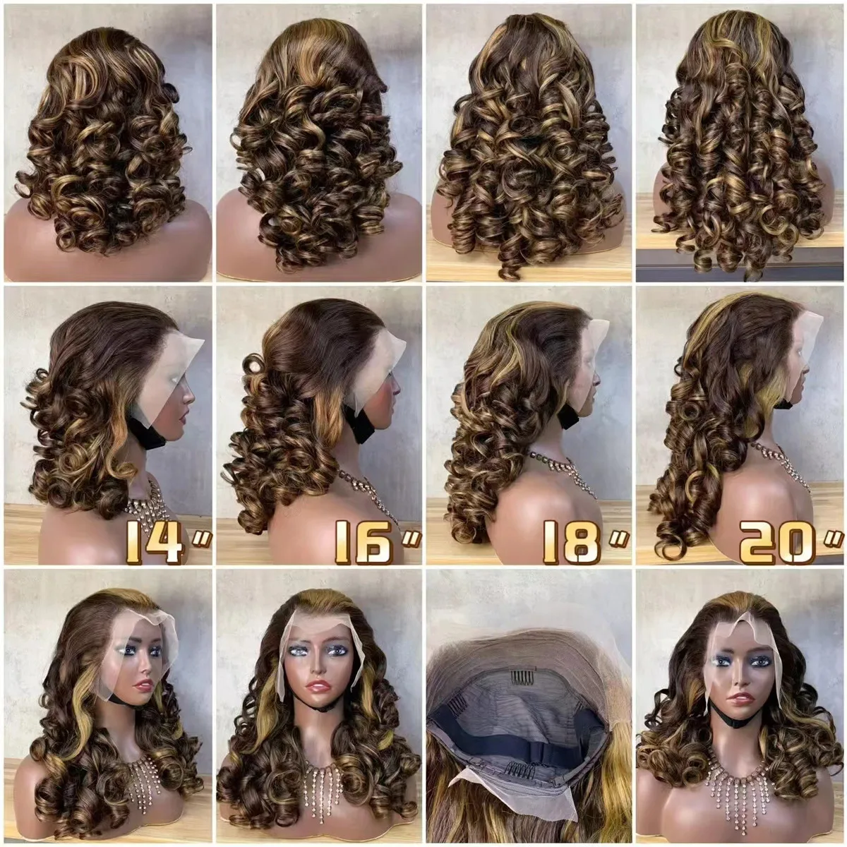 20inch 13x4 bouncy curly super double drawn SDD lace wig grade 14A
