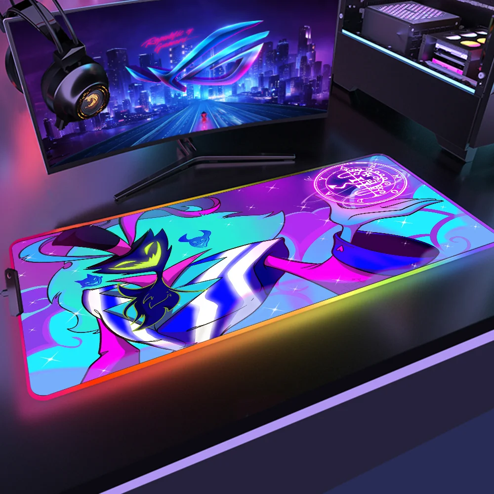 

Helluva Boss Anime Mousepad Kawaii Deskmat Keyboard Mat 900x400mm Gaming Laptops Desk Protector Mousepad Mats RGBMause Pads Led