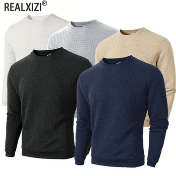 Maglione pullover a quadri jacquard da uomo Felpa casual girocollo da uomo Felpe casual a maniche lunghe Autunno Streetwear per uomo 1