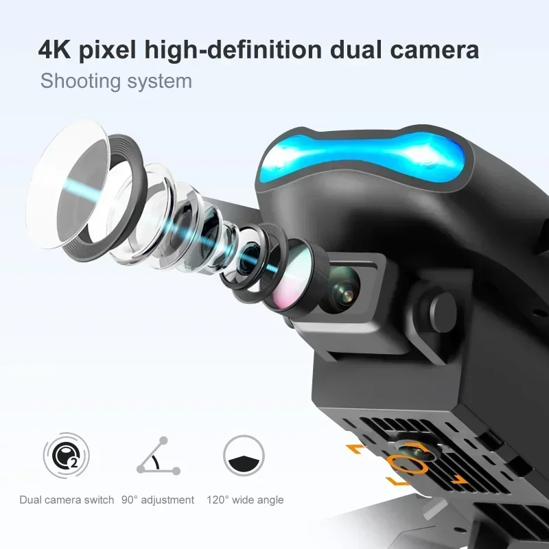 4K HD Dual Camera Mini Drone WiFi FPV E99 MAX Selfie RC UAV 6-Axis Gyro One-Key Auto Return Foldable Drone Adjustable RC Plane 5
