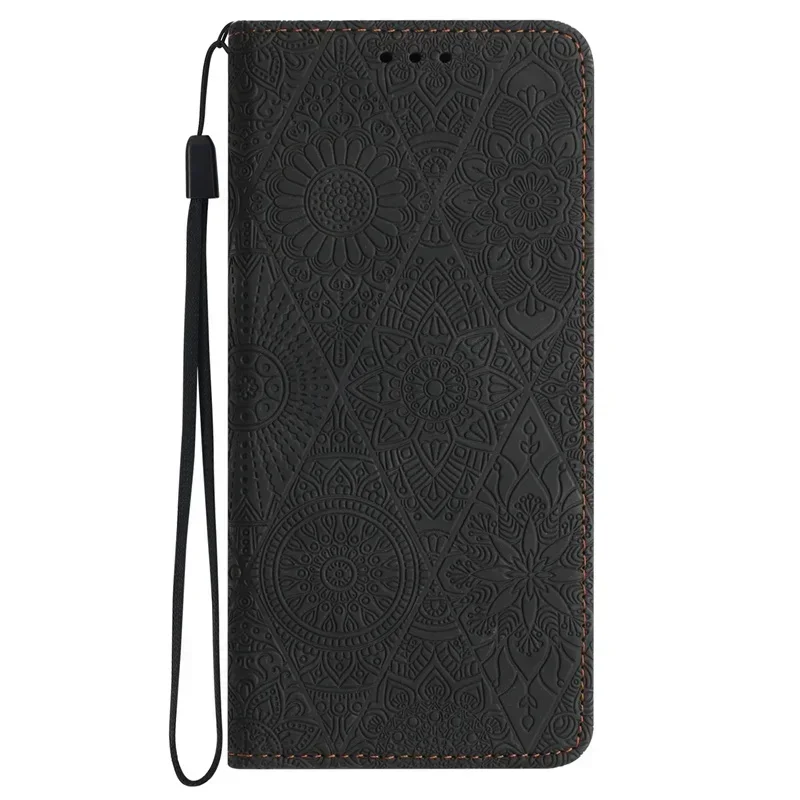 Vintage Flower Magnetic Leather Wallet Book Cover Case