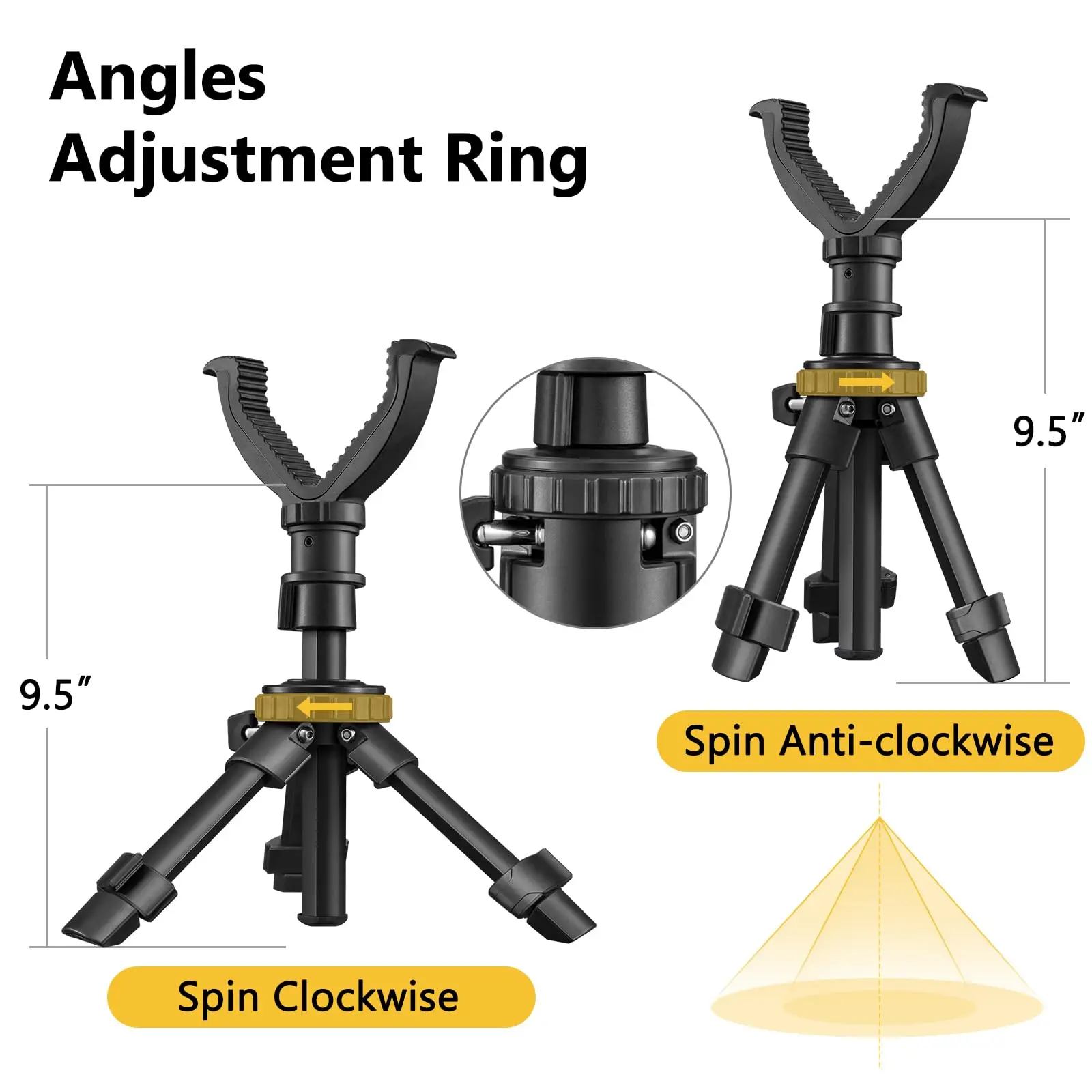 Aluminum Rest Tripod Adjustable Height Rifle 360 Degree Rotation V Yoke Stand Portable Construction For Target Shooting