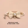 New Waffle Pet Collar Cute Bow Bell Cat Collar Retro Pearl Pendant Dog Collar Accessories 6