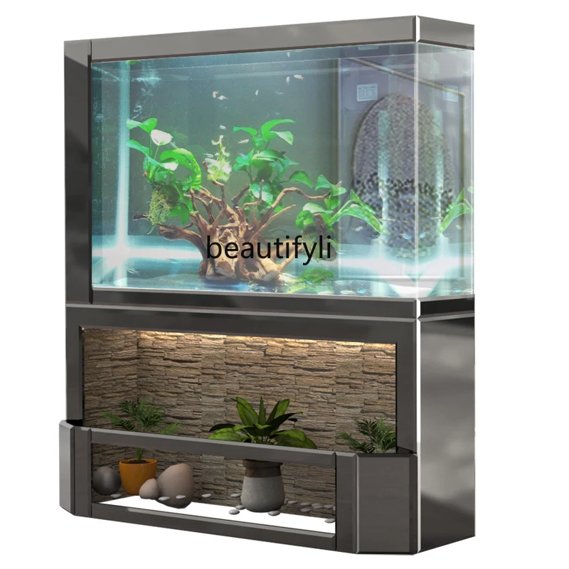 

LBX Fish Tank Large Living Room Water Curtain Wall Small Ultra-White Glass Partition Screens Goldfish Turtle Jar