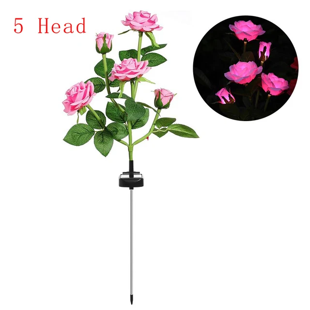 led solar garden lights 3 Head Led Solar Lily Flower Butterfly Dragonfly Garden Lamp 7 Color Change Lighting Lily Rose Light Lawn Lamp Landscape Decor solar led flood lights Solar Lamps