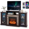 Electric Fireplace TV Stand for 65in+ Tv, 19‘’ Fireplace with Mantel, Entertainment Center with 16 Color LED Lights, TV Console 1