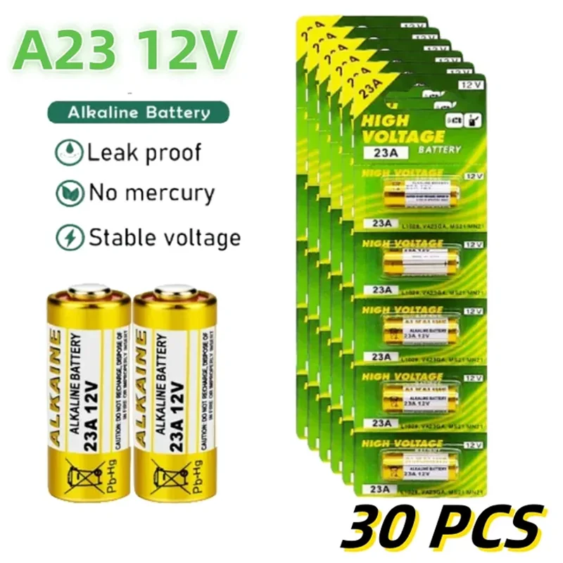 30PCS 12V Alkaline Battery A23 23A 23GA A23S E23A EL12 MN21 MS21 V23GA L1028 GP23A LRV08 for Remote Control Doorbell Dry Cell alkaline battery disposable battery
