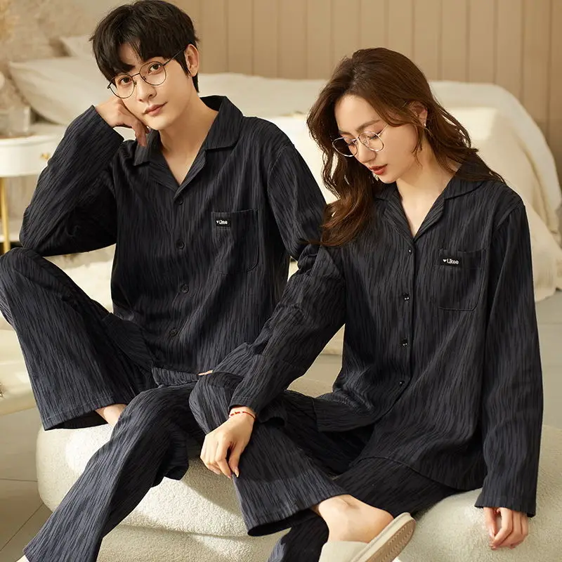 

Pajamas for Couples Pajama man Sleepwear Long Sleeve Pijamas Women Pyjama Sets loungewear Casual Home Wear Family Pijamas