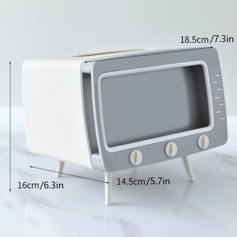 Creative 2 In 1 TV Tissue Box Desktop Paper Holder Dispenser Storage Napkin Case Organizer with Mobile Phone Holder 6