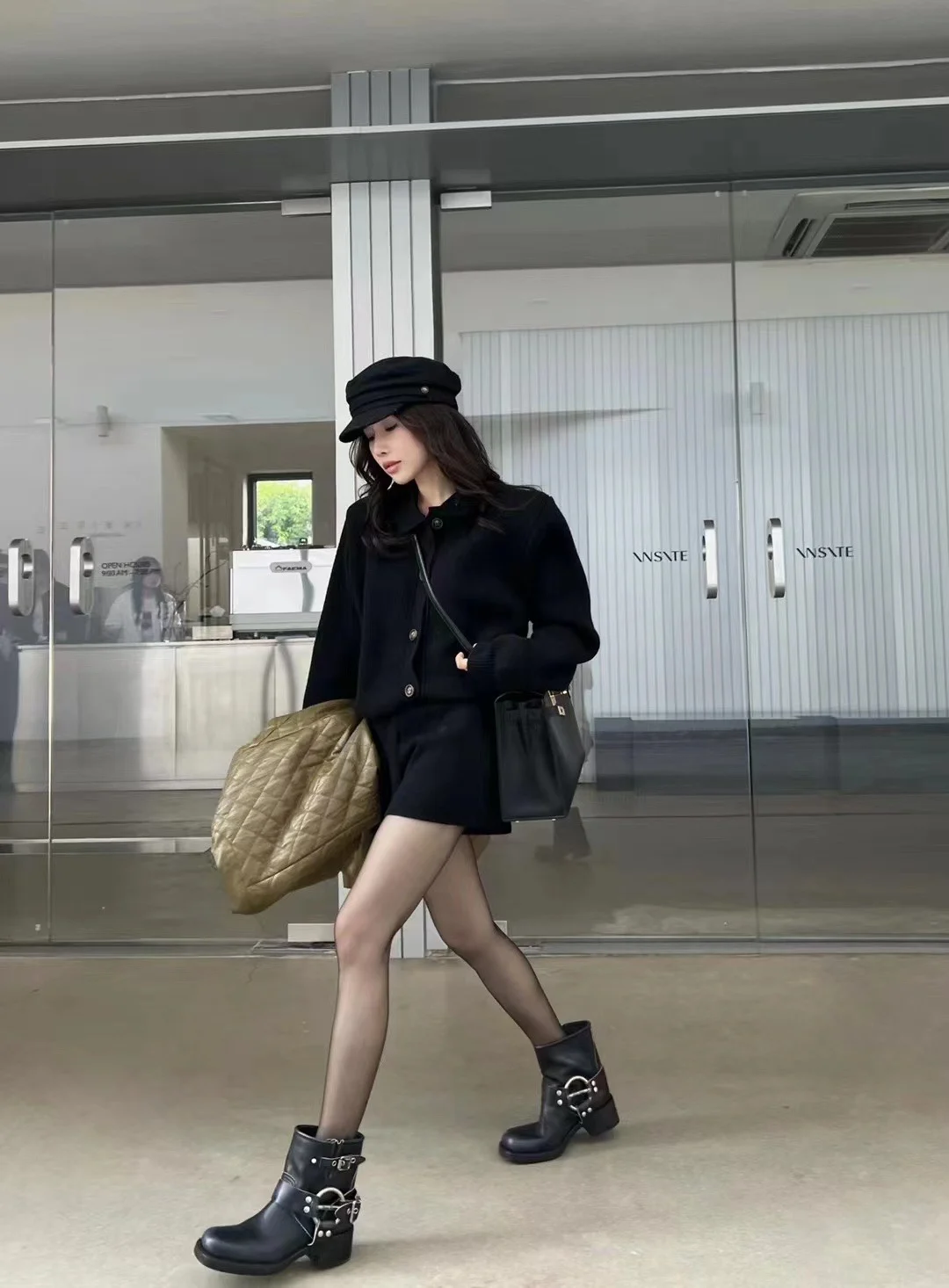 Autumn Winter New Two-piece Knitted Sets Single Breasted Sweater Top High Waist Shorts Korean Fashion Casual Outfits Solid Suit