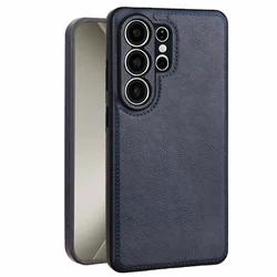 Fashion Retro Leather Shockproof Phone Case Cover - Galaxy S23+ (Navy Blue)
